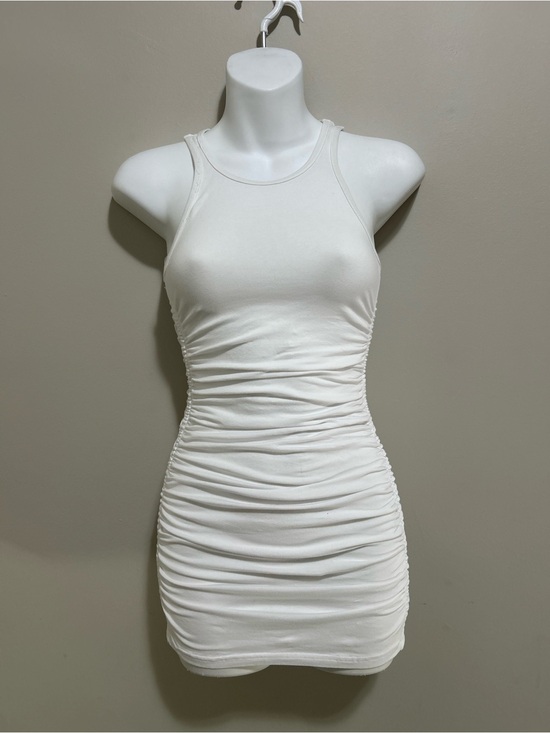 TNA Dresses & Skirts - TNA White Ruched Tank Mini Dress